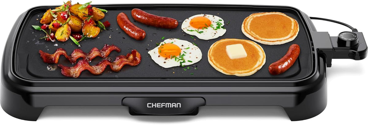 DEMO/OPEN BOX Chefman XL Electric Griddle with Removable Temperature Control, Immersible Flat Top Grill  25 x 51 CM