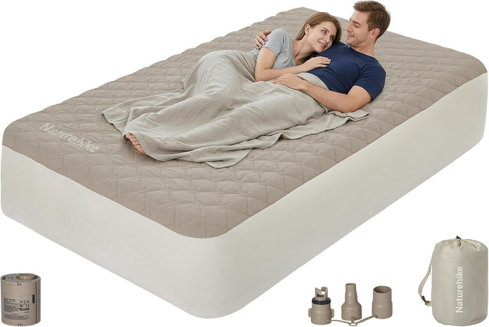 Naturehike Inflatable Mattress with Matte Surface and Built-in Pump 205 x 155 x 30 cm (for 2 People)