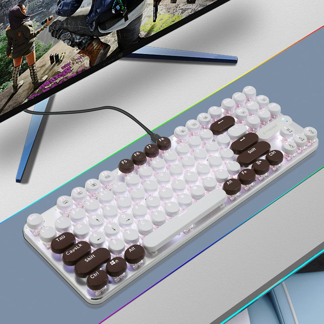 E-YOOSO Z-66 Mechanical Gaming Keyboard, Brown Switch Silent, LED Backlit, Fashional Chocolate Keycaps,