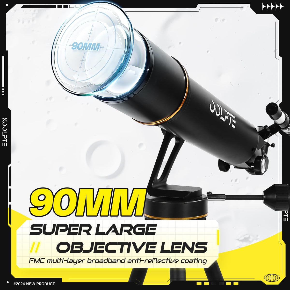 OPEN BOX Telescope, 90mm Aperture 700mm for Adults Astronomy, Vertisteel AZ Mount with Slow-Motion Control Carry Bag - Black