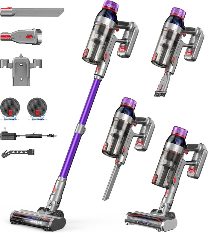 OPEN BOX /UNUSED Cordless Stick Vacuum Cleaner for Home: 550W ,PURPLE -TV106S