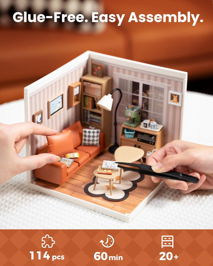 Rolife DIY Miniature Plastic House Building Set Cozy Living Lounge (DW007)