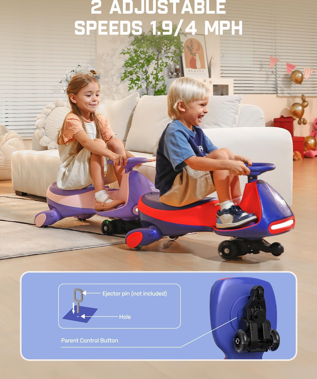OPEN BOX FanttikRide N7 Pro Electric Wiggle Car, Anti-Rollover, Ages 3+, Pink