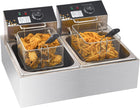 OPEN BOX Deep Fryer with Basket, 3400w 9.1Qt Oil Tank / 4Qt Basket x 2, Stainless Steel Countertop Electric Fryer