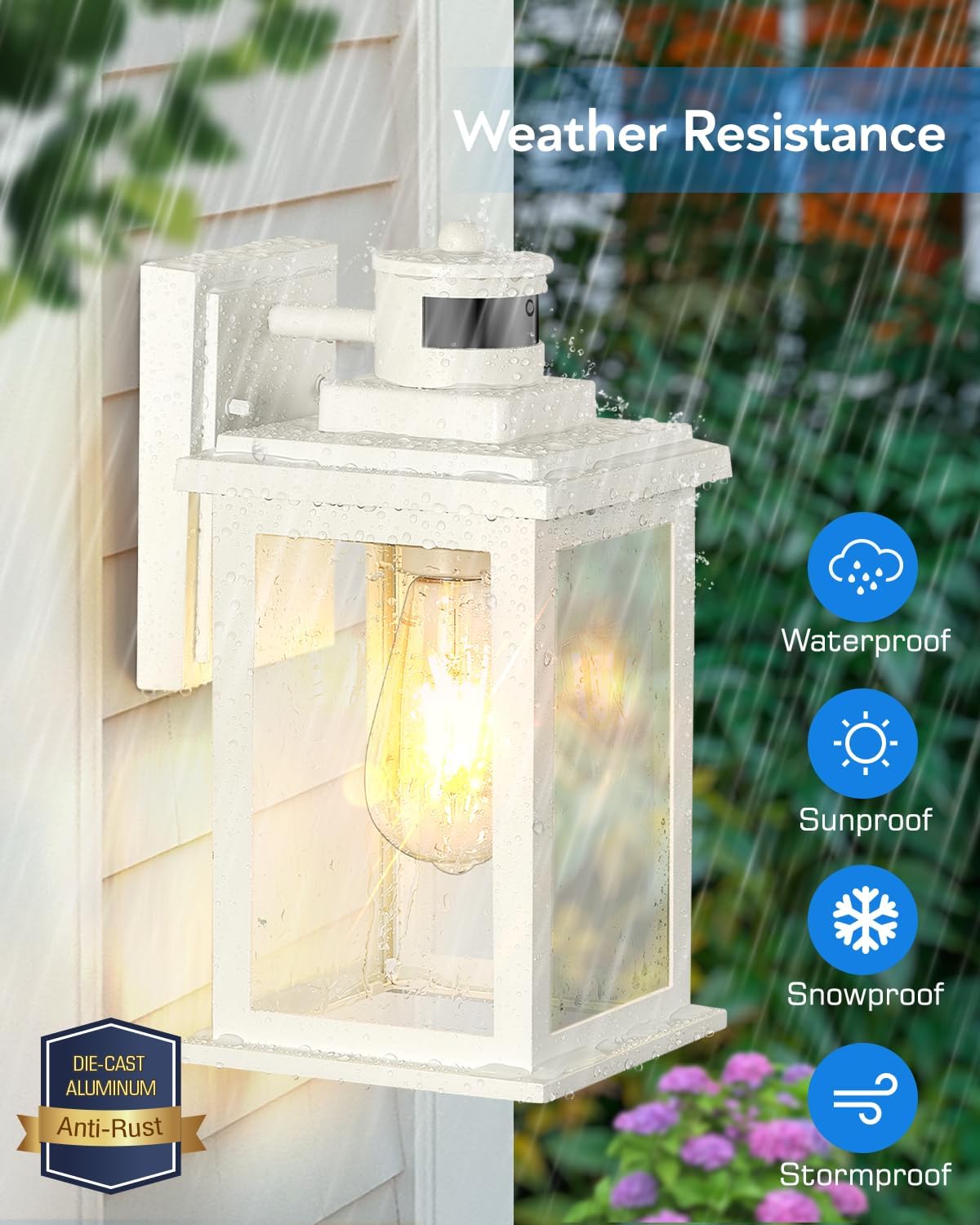 NEW/OPEN BOX VIANIS Motion Sensor Light Outdoor, Outdoor Wall Lights Wall Mount, White /V81251W