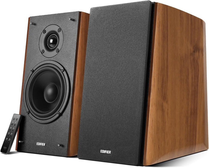 New /OPEN BOX Edifier R2000DB Active Bluetooth Bookshelf 120 Watts RMS with 5″ Large Woofer – Warm Oak