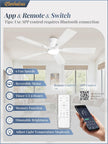 NEW Fanbulous 52 Inch Flush Mount Ceiling Fan, 3CCT 20W LED Light , White, F-LY52WT-1X01