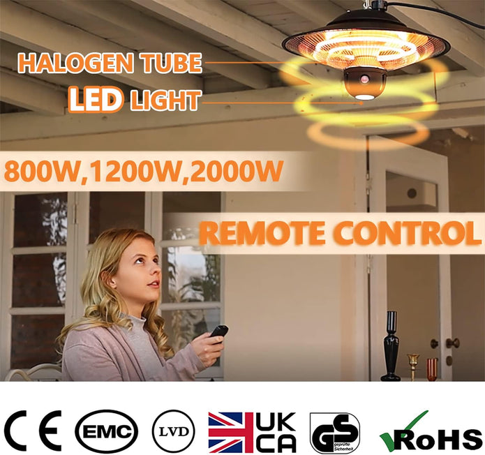 DONYER POWER Electric Outdoor Heaters for Garden Patio Heater with Remote Halogen(CA502B)