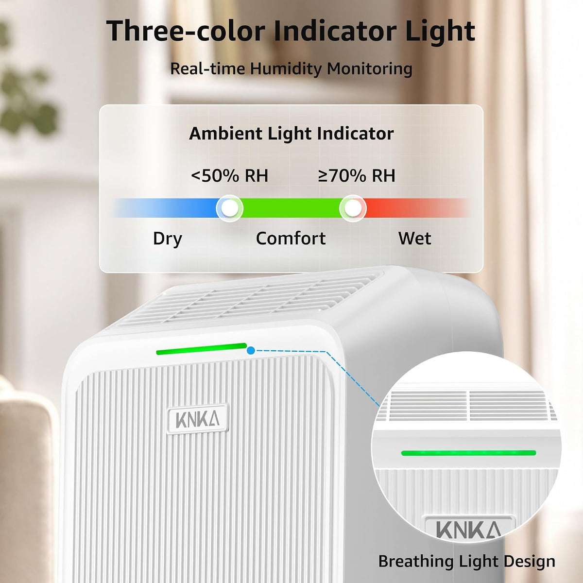 KNKA 2500 Ft² Max 34 Pints Dehumidifier for Basement with Drain Hose, White-PD22SC-12