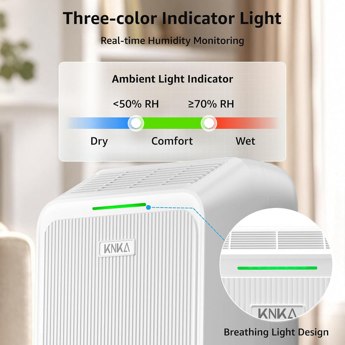 KNKA 2500 Ft² Max 34 Pints Dehumidifier for Basement with Drain Hose, White-PD22SC-12