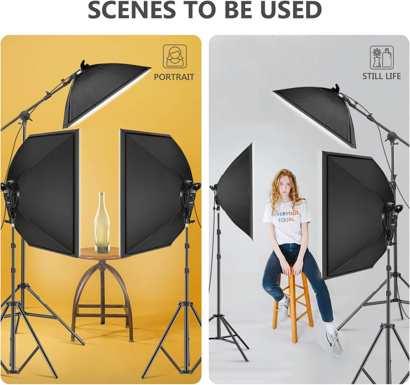 Neewer 3 Packs LED Softbox Lighting Kit: 20x27 inches Softbox, 45W Dimmable LED Light Head