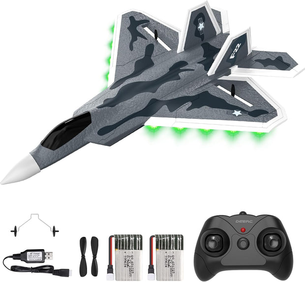 DEERC FX622 Raptor RC Plane Remote Control Foam Airplane Fighter Toys,2.4GHz