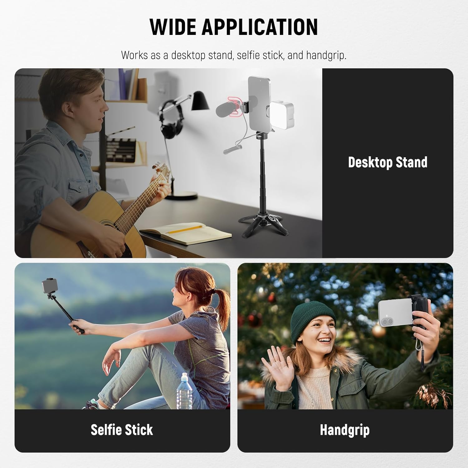 NEEWER Selfie Stick with Detachable Bluetooth Remote Shutter, Foldable Travel Tripod