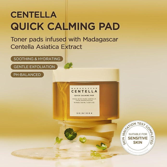 SKIN1004 Madagascar Centella Quick Calming Pad 70ea (130ml) | Quick Calming Effect Soothing for Sensitive Skin
