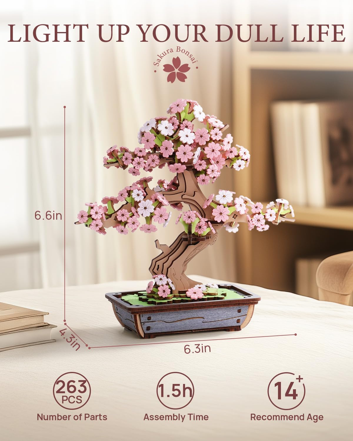 Rolife 3D DIY Sakura Bonsai Tree Plants Wooden Puzzle Flower (TG415)