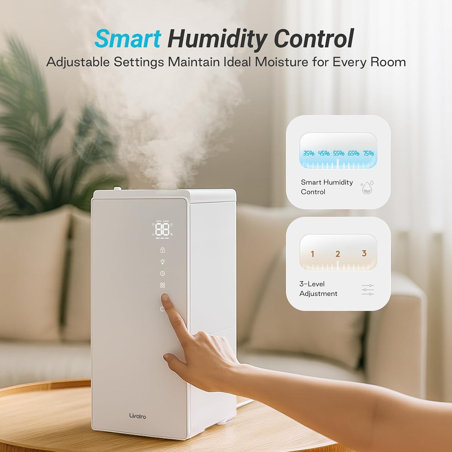 DEMO Livatro 6L Stainless Steel Warm Mist Humidifier, White