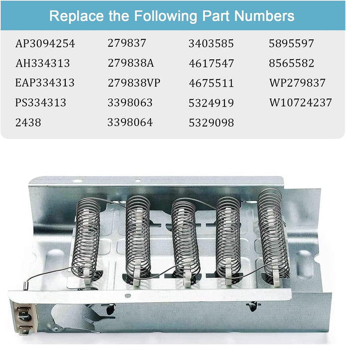 279838 Dryer Heating Element Replacement Part - Compatible with Whirlpool