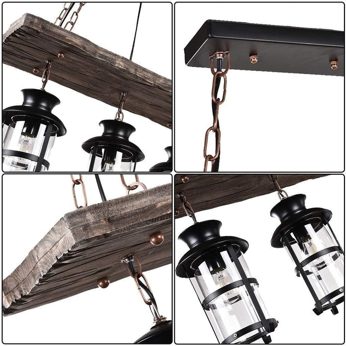 NEW Wood Retro Pendant Lighting Industrial Vintage Chandelier Black