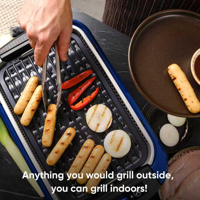 NEW CUSIMAX Indoor  Electric Smokeless Grill Portable Korean BBQ Grill, Single Plate, Blue ,CMRG-200
