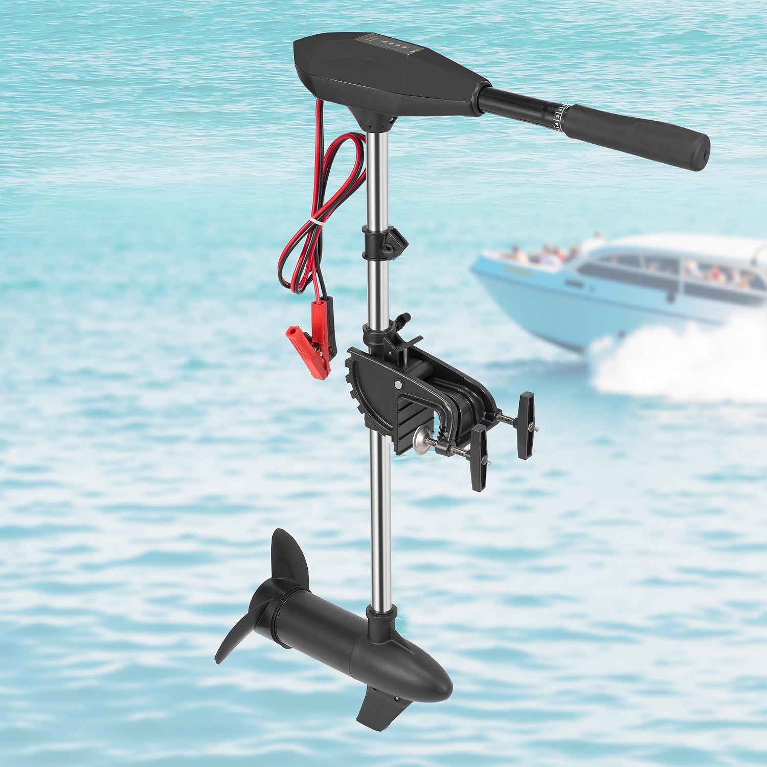 SUNELEXE 55lb Thrust Trolling Motor SM-55 with 8 Speed Control, Outboard Motor