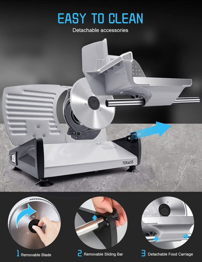 NEW/OPEN BOX TOKASS Meat Slicer Machine for Home, SL4383 with Two 7.5