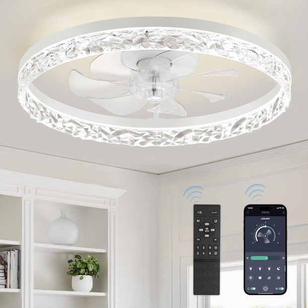Linboro 20'' Ceiling Fans with Lights and Remote, Flush Mount Ceiling Fan ,new