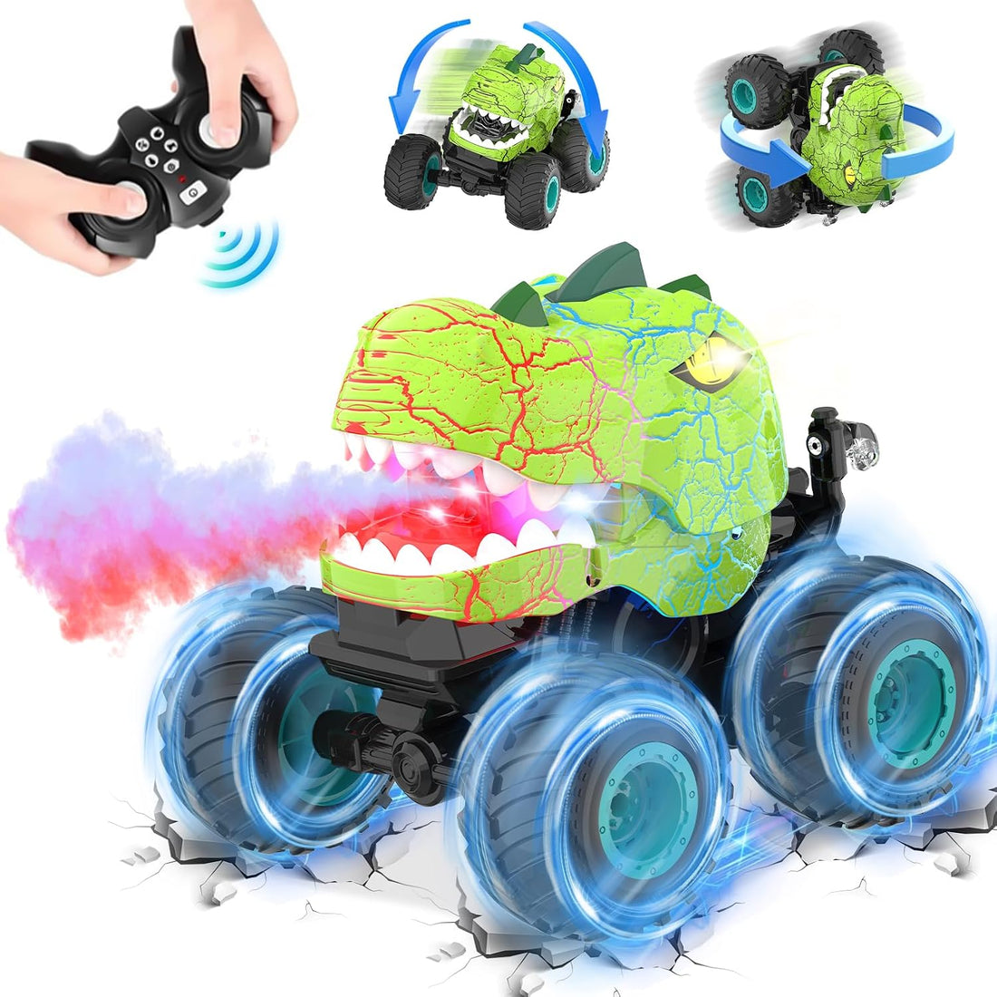 Monster Truck Dinosaur Toys - Remote Control Monster Truck with Spray  Light