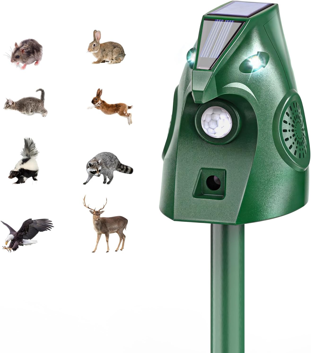 Outsweat Solar Power Cat Rodent Raccoon Repeller, Rabbit Snake Control Device with Motion Sensor