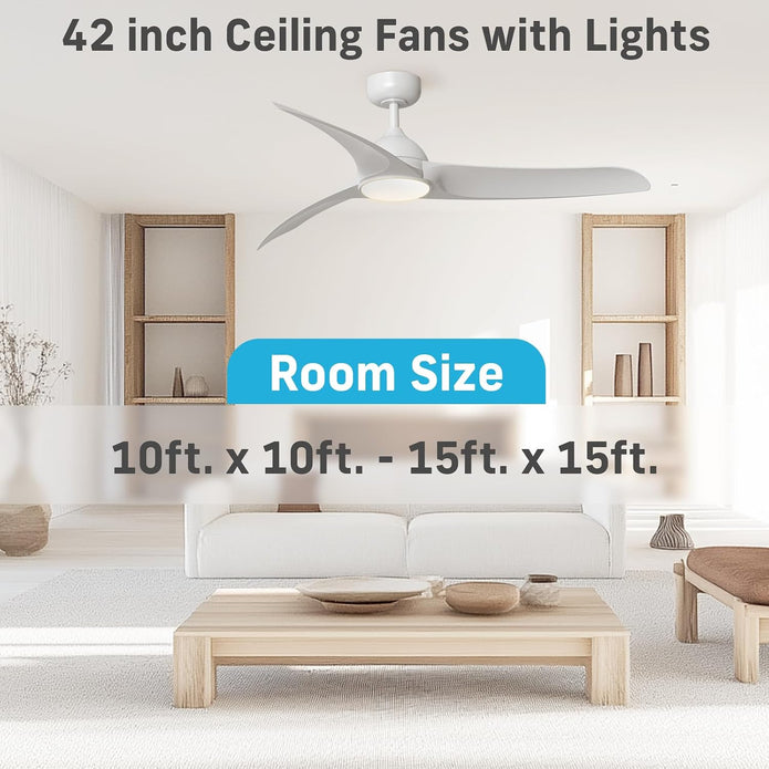New/Open box TAVZAKE Ceiling Fans with Lights, 42 inch CF001-White