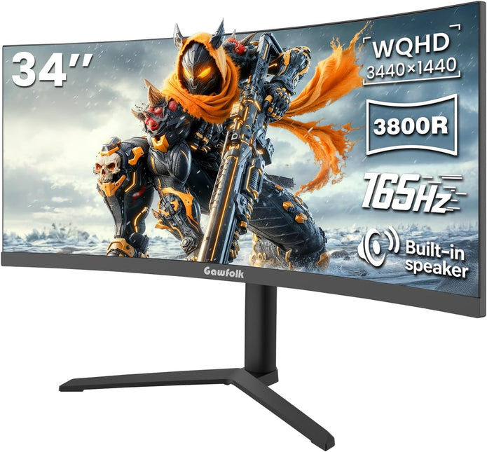 DEMO /OPEN BOX Gawfolk 34 inch ultrawide Curved Gaming Monitor GFTY987/3440x1440, 165hz