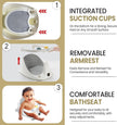Hibby Baby Bath Seat Integrated Thermometer, Silicone Hair Brush, Rinse Cup, Bath Cap, Toys- Sit-up Safe Bathing- Gray