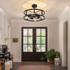 NEW Heircido 16.5 '' Black Semi Flush Mount Ceiling Light, Adjustable Height Metal Lighting