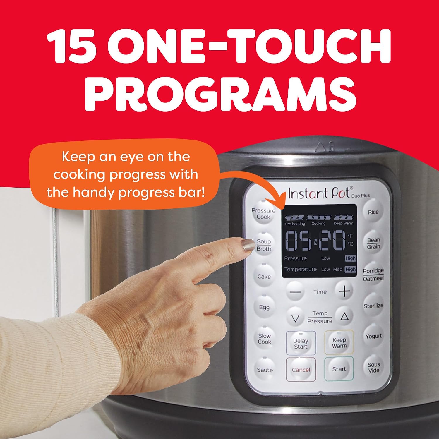 Instant Pot Duo Plus 9-in-1 Multicooker, Pressure Cooker, Slow Cook Stainless Steel, 6 Quarts