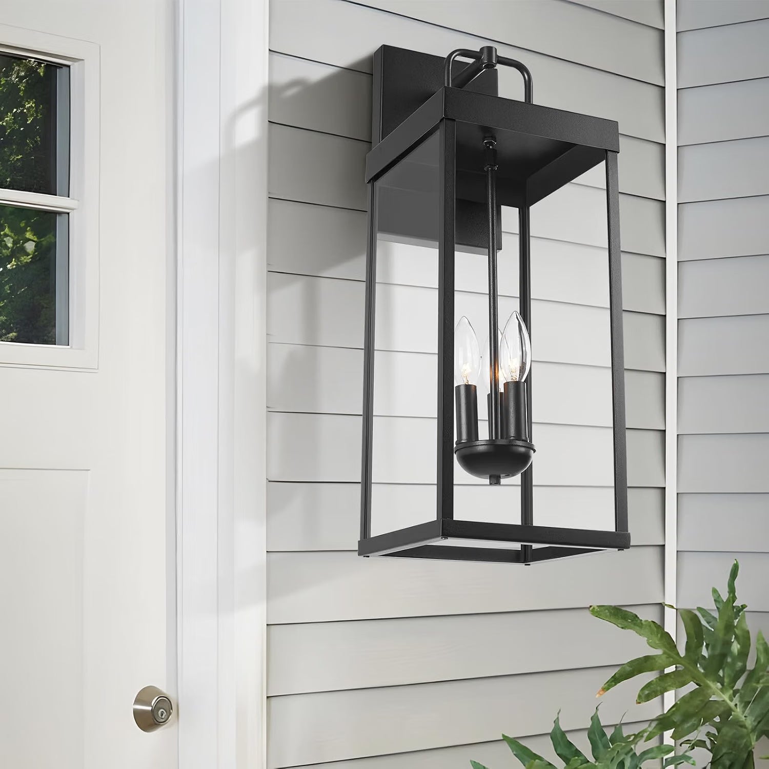 NEW Diyel Outdoor Lantern Wall Sconce Light, 24 Inch Tall  -RZ008L BK