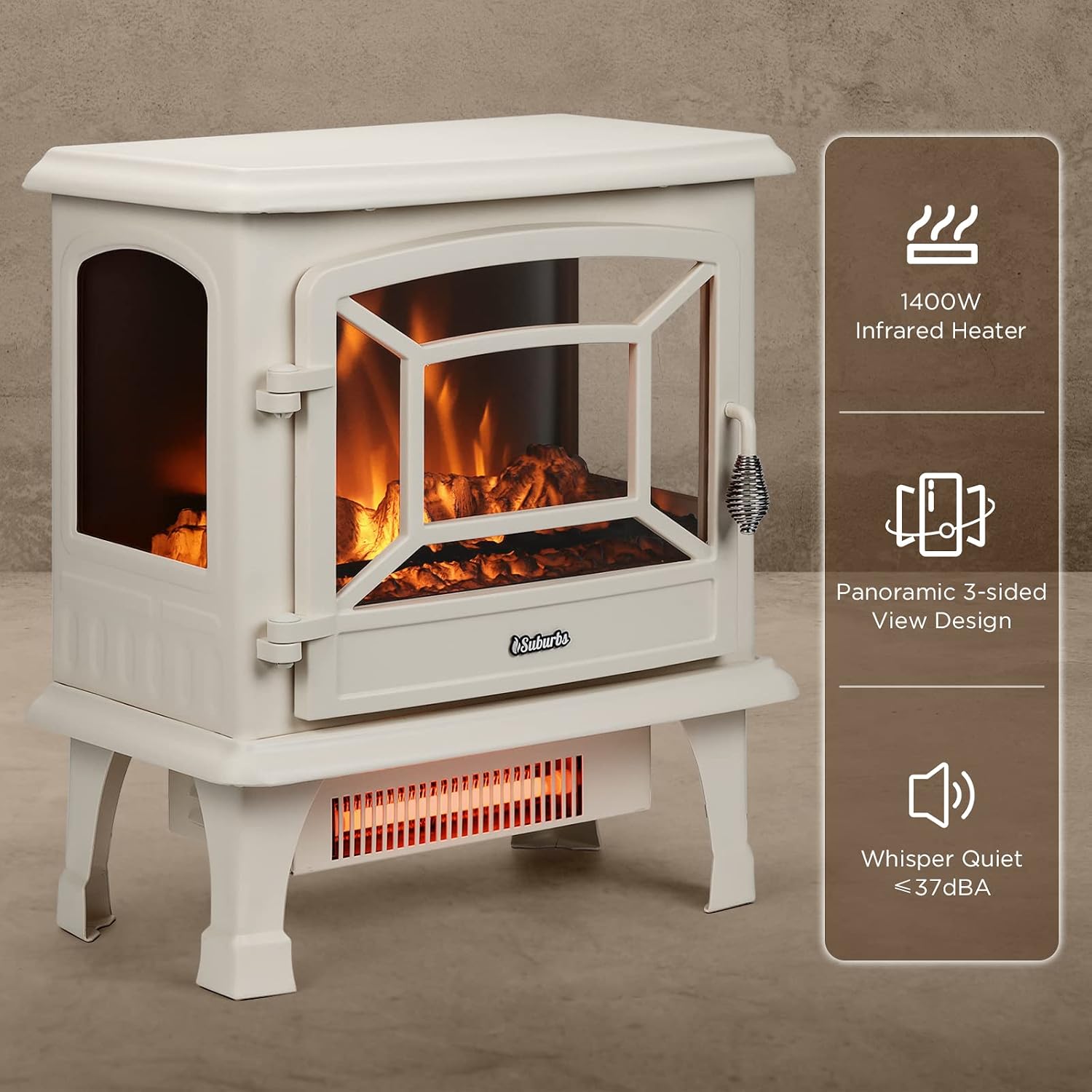 OPEN BOX TURBRO Suburbs 20 in. Electric Fireplace Infrared Heater TS20-SD