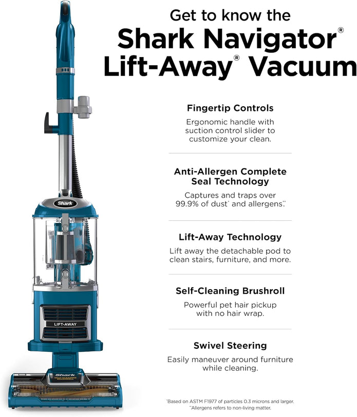 DEMO/ LIKE NEW Shark Navigator Lift-Away Vacuum, Self-Cleaning, HEPA, Teal, ZU503AMZ