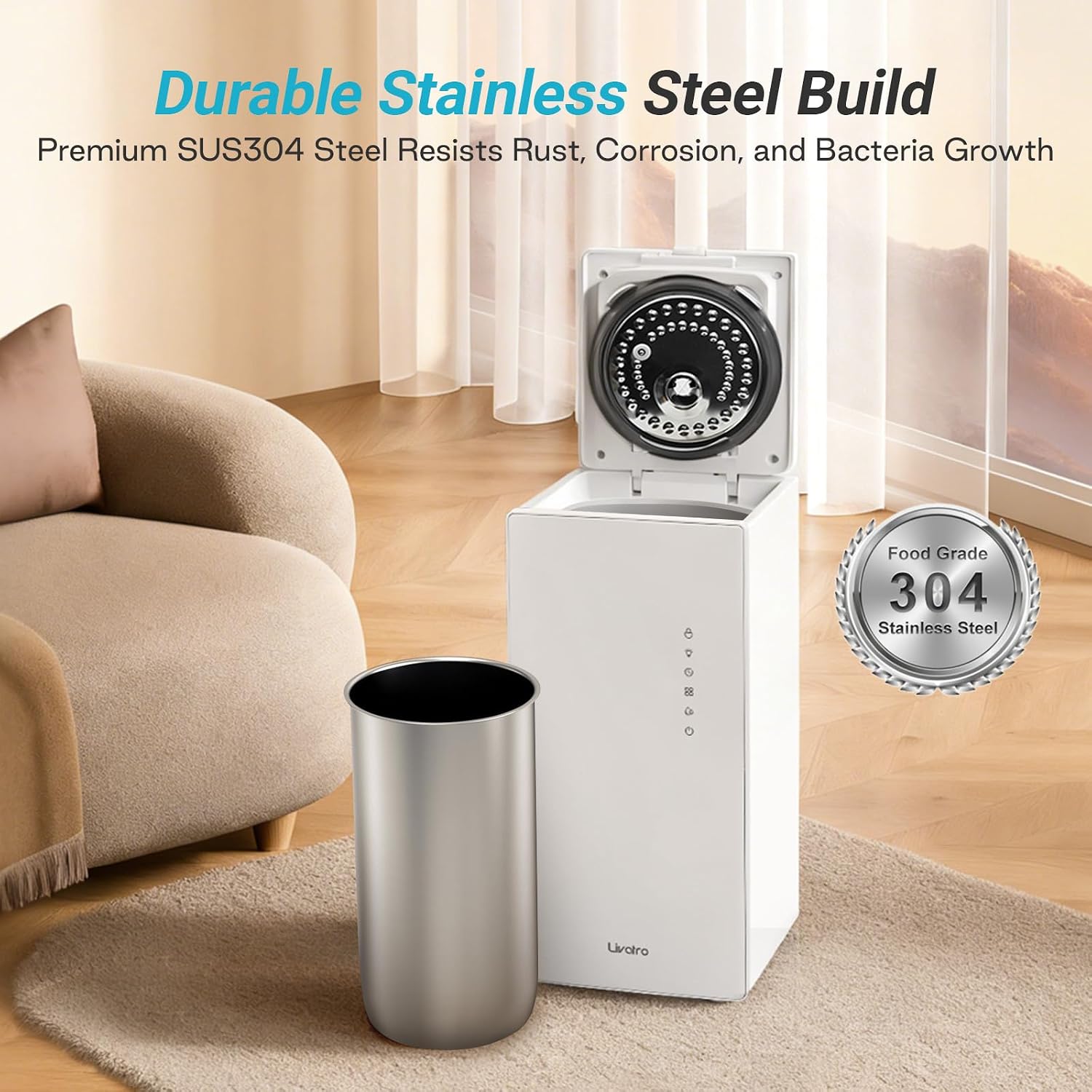 DEMO Livatro 6L Stainless Steel Warm Mist Humidifier, White