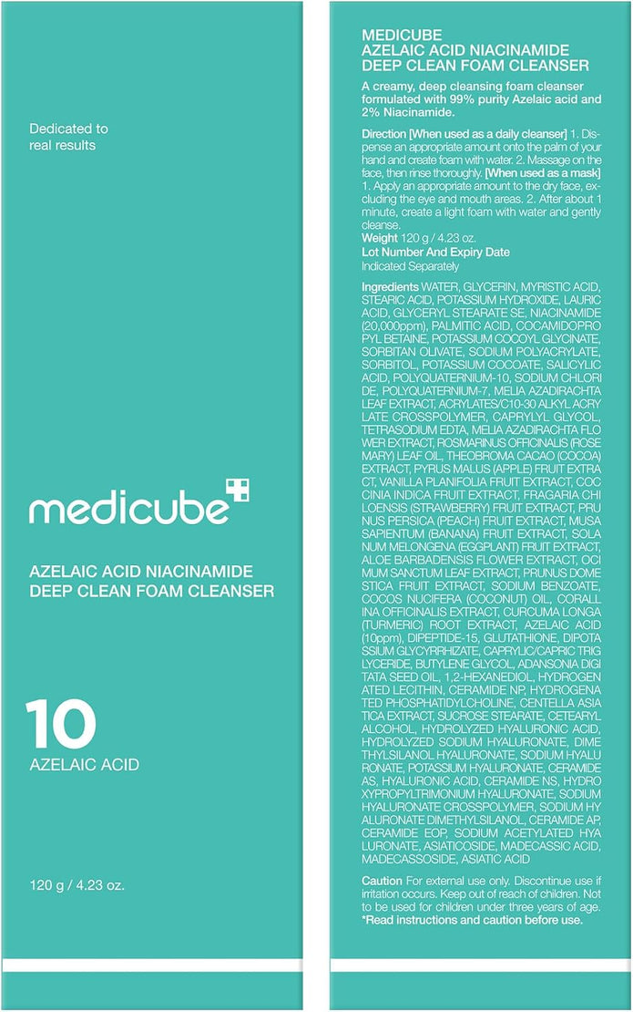 Medicube Azelaic Acid Niacinamide Deep Clean Foam Cleanser 120g