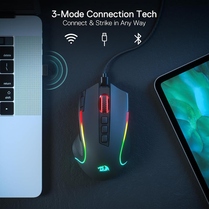 Redragon PREDATOR M612 PRO RGB Gaming Mouse, 8000 DPI Wired/Wireless Optical Mouse,BLACK