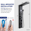DEMO/UNUSED ROVATE 6-in-1 LED Rainfall Mist Shower Panel Tower System, Matte Black-RVT9061-B2