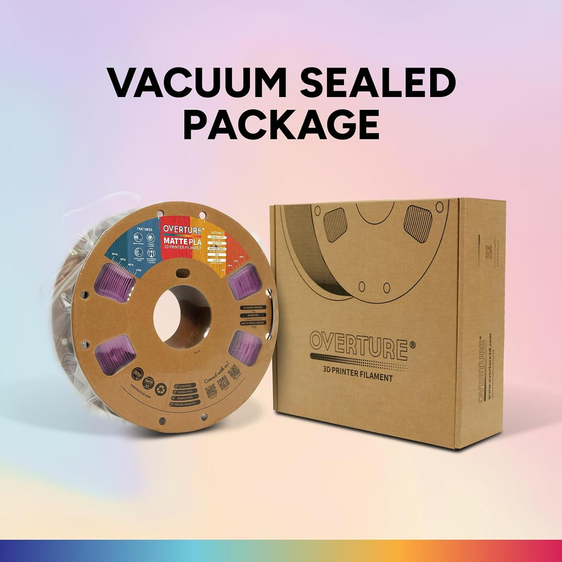 OVERTURE Matte PLA 3D Printer Filament 1.75mm, Matt Surface Low Warping Filament 1kg -Box of 10 -Matte Lilac