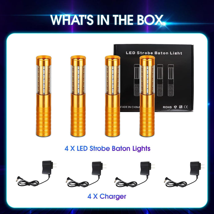 4 Pieces LED Strobe Baton Lights Rechargeable LED Bottle