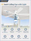 NEW Fanbulous 52 Inch Flush Mount Ceiling Fan, 3CCT 20W LED Light , White, F-LY52WT-1X01