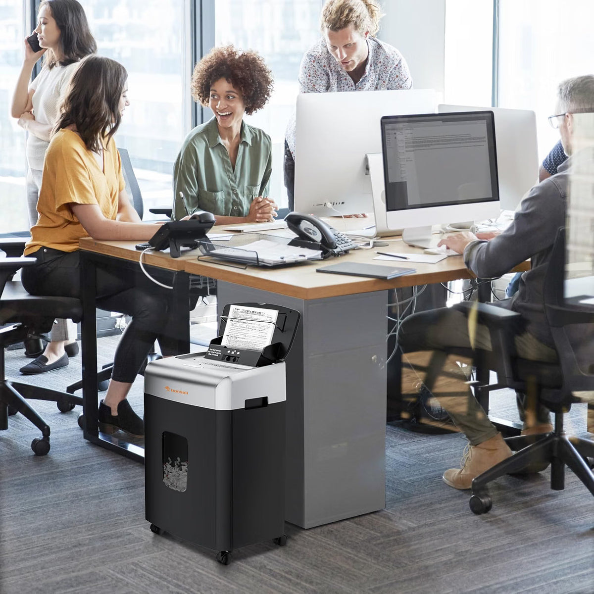 DEMO Bonsaii 120-Sheet Auto Feed Paper Shredder for Office, Heavy Duty Micro Cut-C233-B