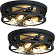 OPEN BOX ZHU YAN 4-Light Flush Mount Ceiling Light - Black, E26 Base (2 Pack)