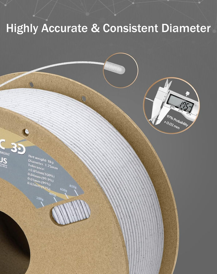 DURAMIC 3D PLA Plus (PLA+) Filament 1.75mm Marble 1kg, 3D Printer Filament-1kg Marble