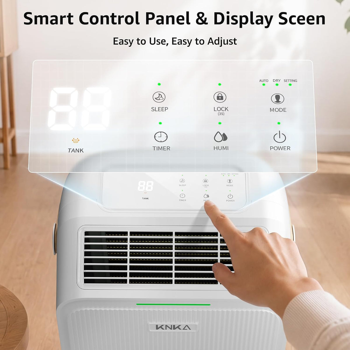 KNKA 2500 Ft² Max 34 Pints Dehumidifier for Basement with Drain Hose, White-PD22SC-12