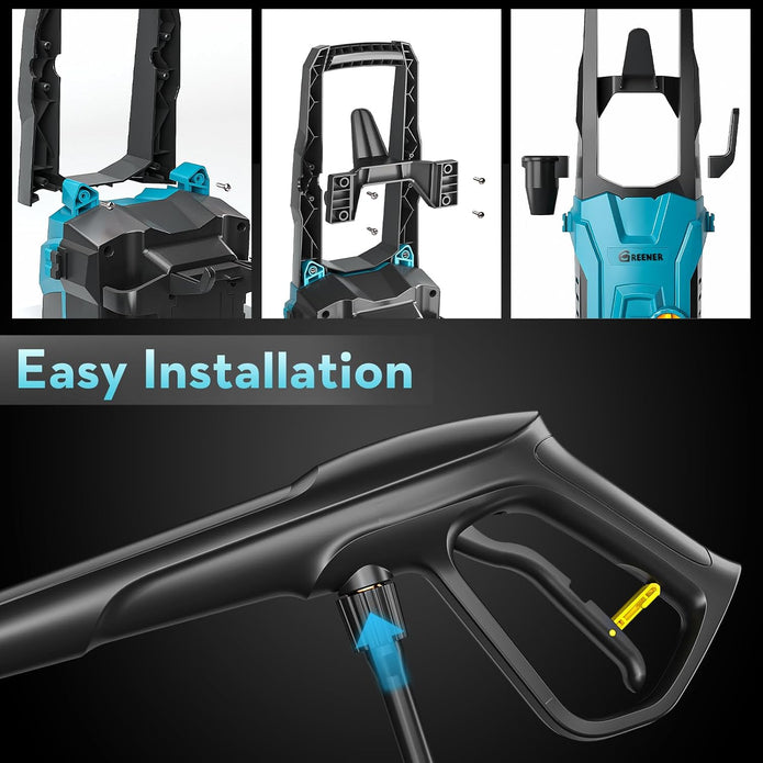 USED/LIKE NEW GREENER Electric Pressure Washer, 4500 PSI High Pressure Washer with 23ft Outlet Hose & 4 Quick Nozzles