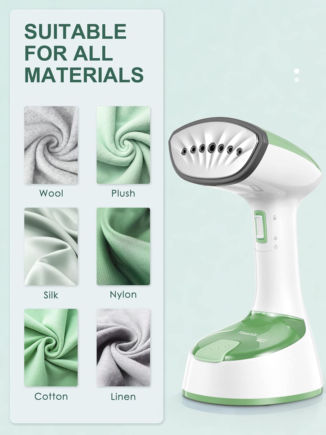 Reemix Steamer for Clothes, Foldable Steam Iron, Handheld Travel Clothes