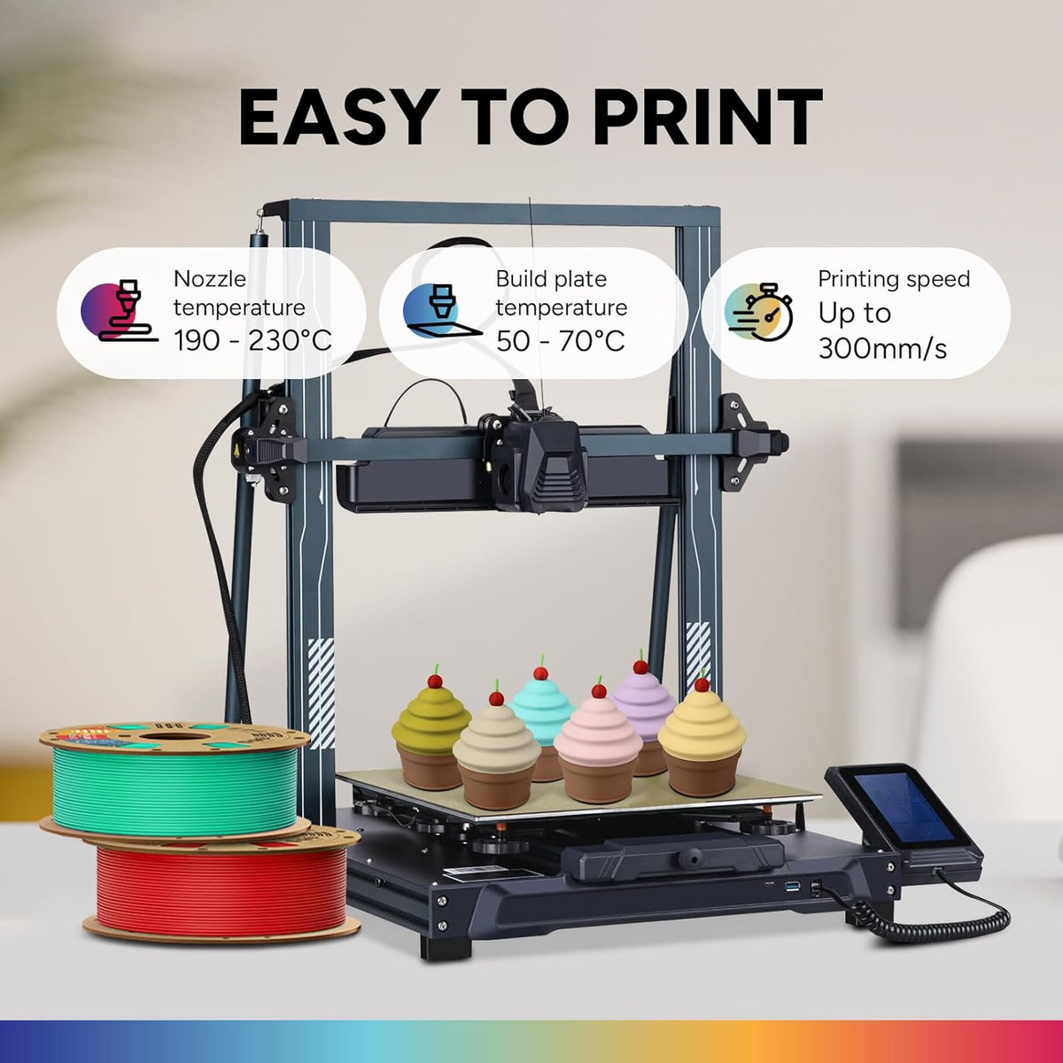 Case of 10 KG OVERTURE Matte PLA 3D Printer Filament 1.75mm, Matt Surface & Low Warping Filament 1kg Spool (2.2 lbs)